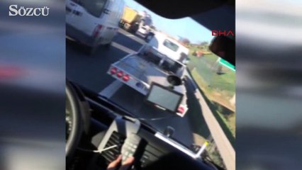 Ambulansın çekici ile emniyet şeridi savaşı