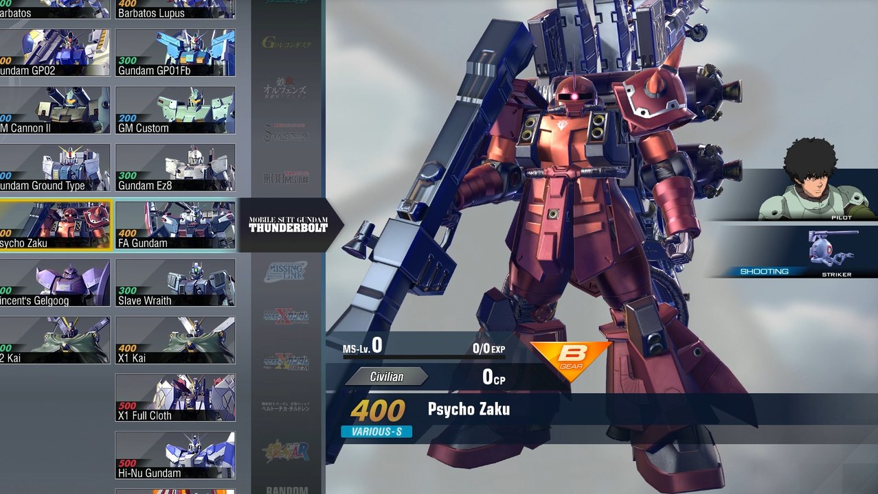 Gundam Versus Combo Guide - Psycho Zaku