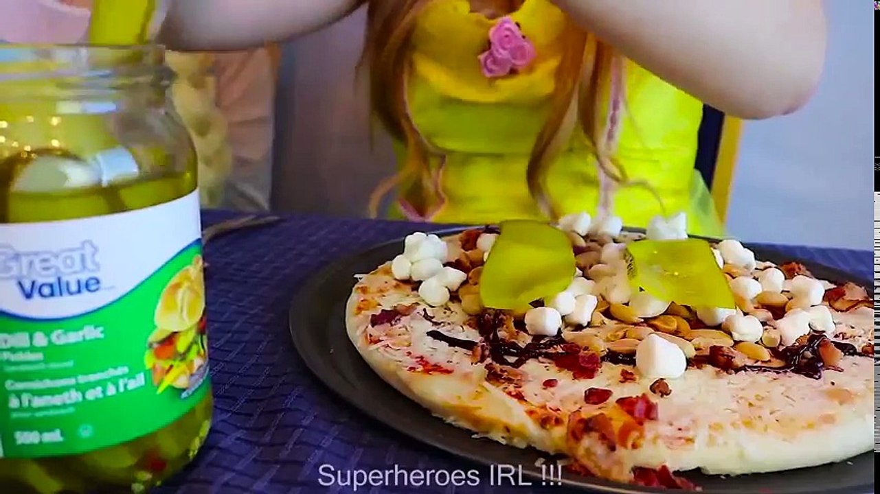 #4Frozen Elsa & Belle PIZZA CHALLENGE w  Spiderman Joker Valentine's Day Fun Superhero in real life (2) | Superheroes | Spiderman | Superman | Frozen Elsa | Joker