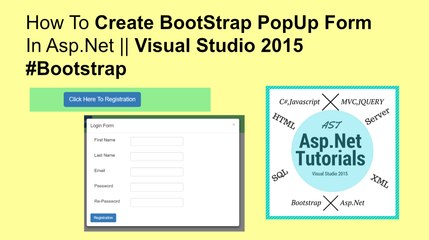 How to create bootstrap popup form in asp.net || visual studio 2015 #bootstrap