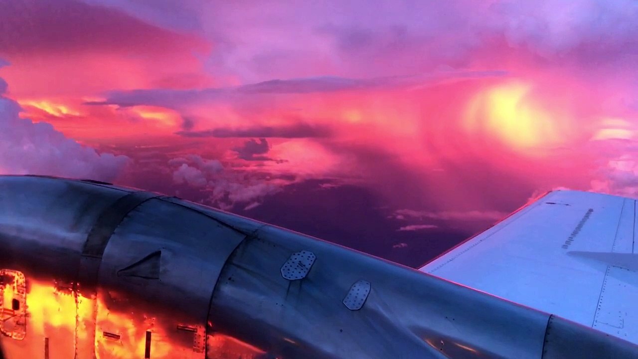 Flying Through a  Sunset Storm