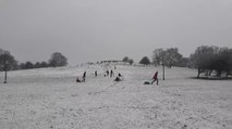 Londoners Go Sledding on Primrose Hill as Amber Snow Warning Continues