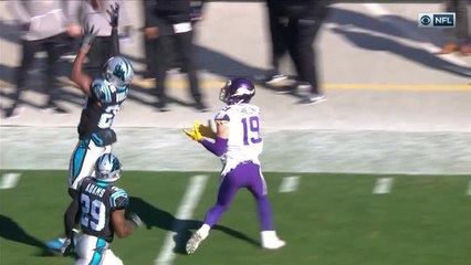 Worley intercepts under thrown pass intended for Thielen