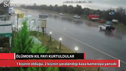 下载视频: Ölümlü kazadan kıl payı kurtuldu