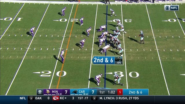 Cam Newton throws outstanding back-shoulder pass to Devin Funchess for 22 yards