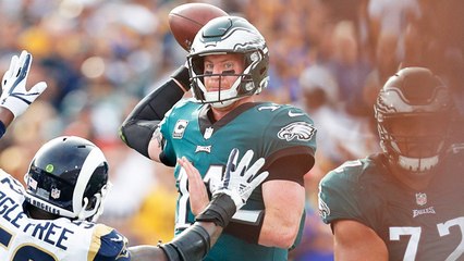 Carson Wentz hits Alshon Jeffery along the sideline