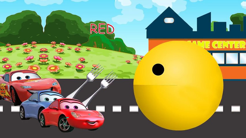 Disney Cars 3 Lighting McQueen Guido Sally Carrera vs Pacman to Learn Colors For Kids-eGNZXmAigsc
