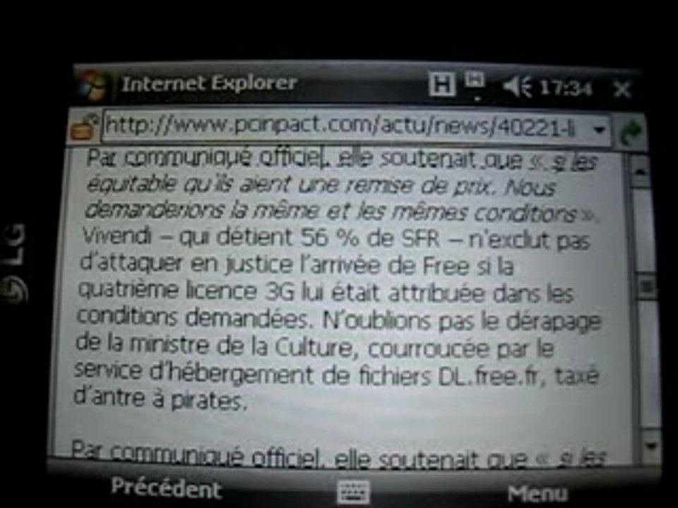 Test Illimythics SFR 3G 3G+ LG KS20