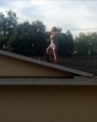 Drunk Redneck Woman Attempts To Skateboard On The Roof