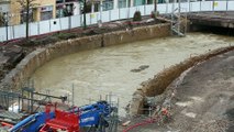 La montée des eaux des travaux de la Chiers à Longwy