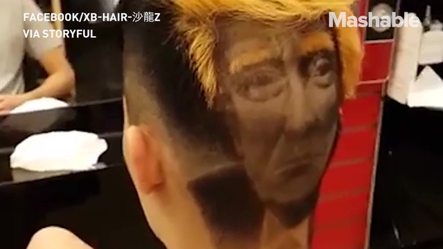 Someone shaved Donald Trump into the back of their head and it's frightening AF