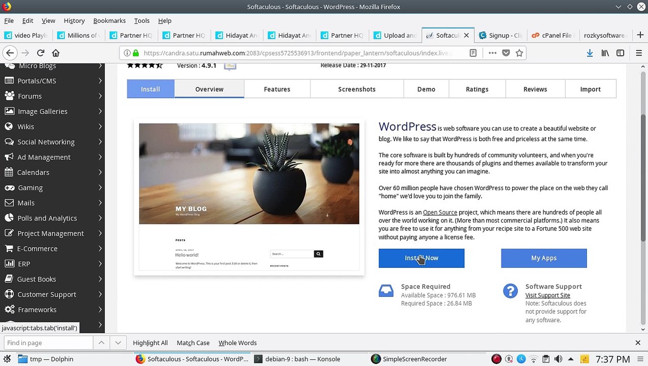 Mudah Install Wordpress pada layanan Web Hosting + Domain