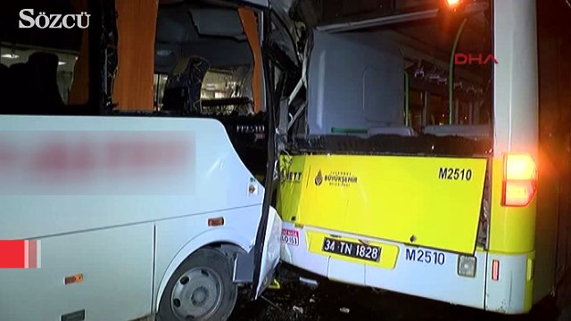 Havalimanı personelini taşıyan servis aracı kaza yaptı