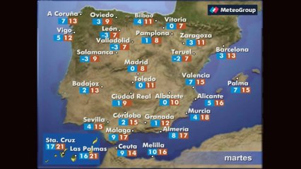 Previsión del tiempo para este martes 12 de diciembre