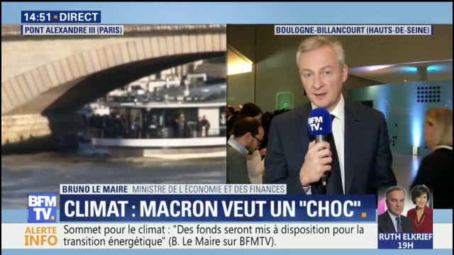 One Planet Summit: La finance verte est décisive pour la lutte contre le changement climatique , estime Bruno Le Maire