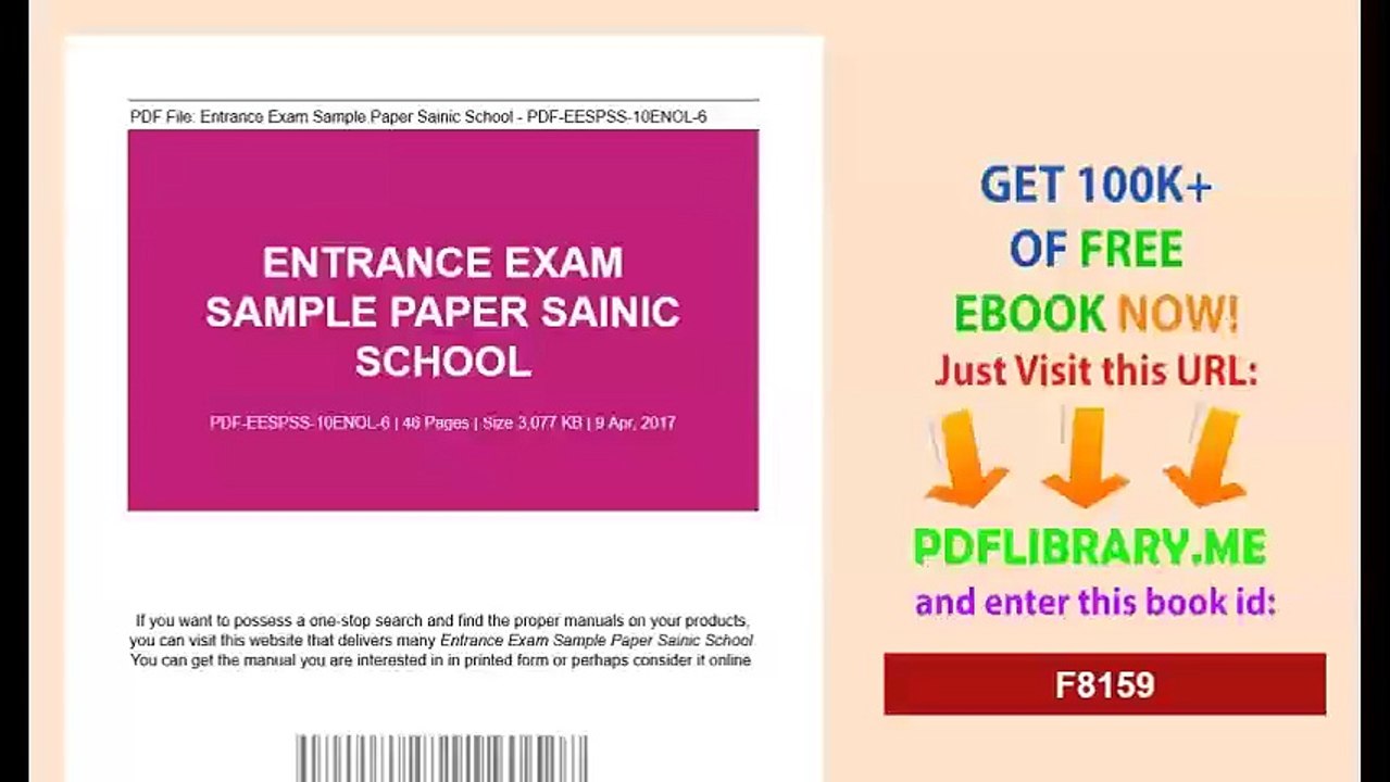 Entrance Exam Sample Paper Sainic School