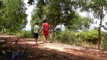 Terrifying !!! Amazing Two Brave Boys Catch Big Snake Near Big Tree While Shooting Bird