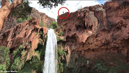 Arizona diver dedicates jump off waterfall to friend