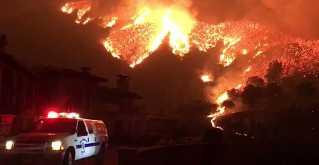 Thomas Fire Rages Through Romero Canyon in Montecito