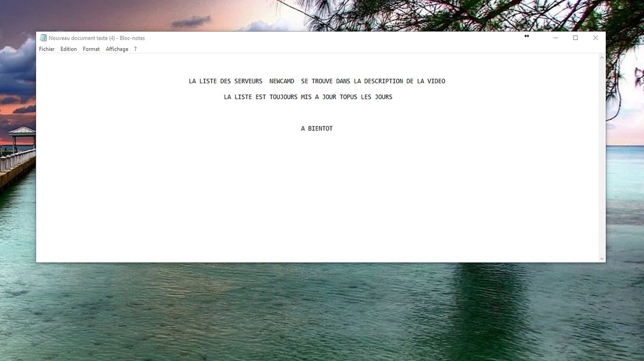 LISTE SERVEURS NEWCAMD 2018