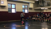Boy thinks sister's wrestling match is real so he jumps in