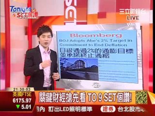 Tonight Set個讚20130122日銀通過2%的通膨目標 並承諾終止通縮