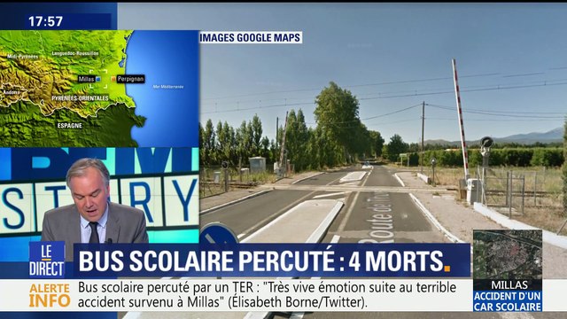 Pyrénées-Orientales: au moins quatre morts dans une collision entre un train et un bus scolaire (1/2)
