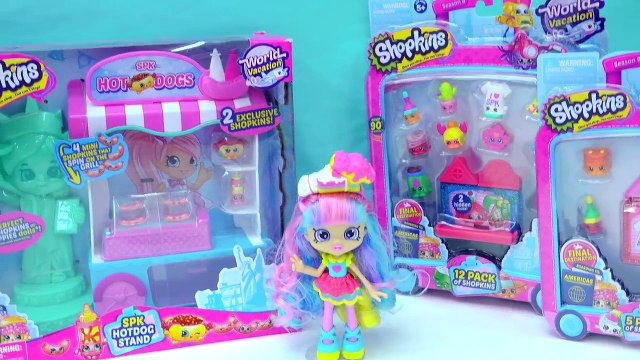 SPK Shopkins Hot Dog Stand with Shoppies Rainbow Kate Doll Americas Season 8 Blind Bags-yMkQWFYQgjs