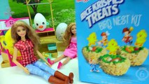 Cooking Fun - Chocolate Shopkins Eggs In Rice Krispy Marshmallow Treat Bird Nest with Barbie-Owl5l2Jf9o8