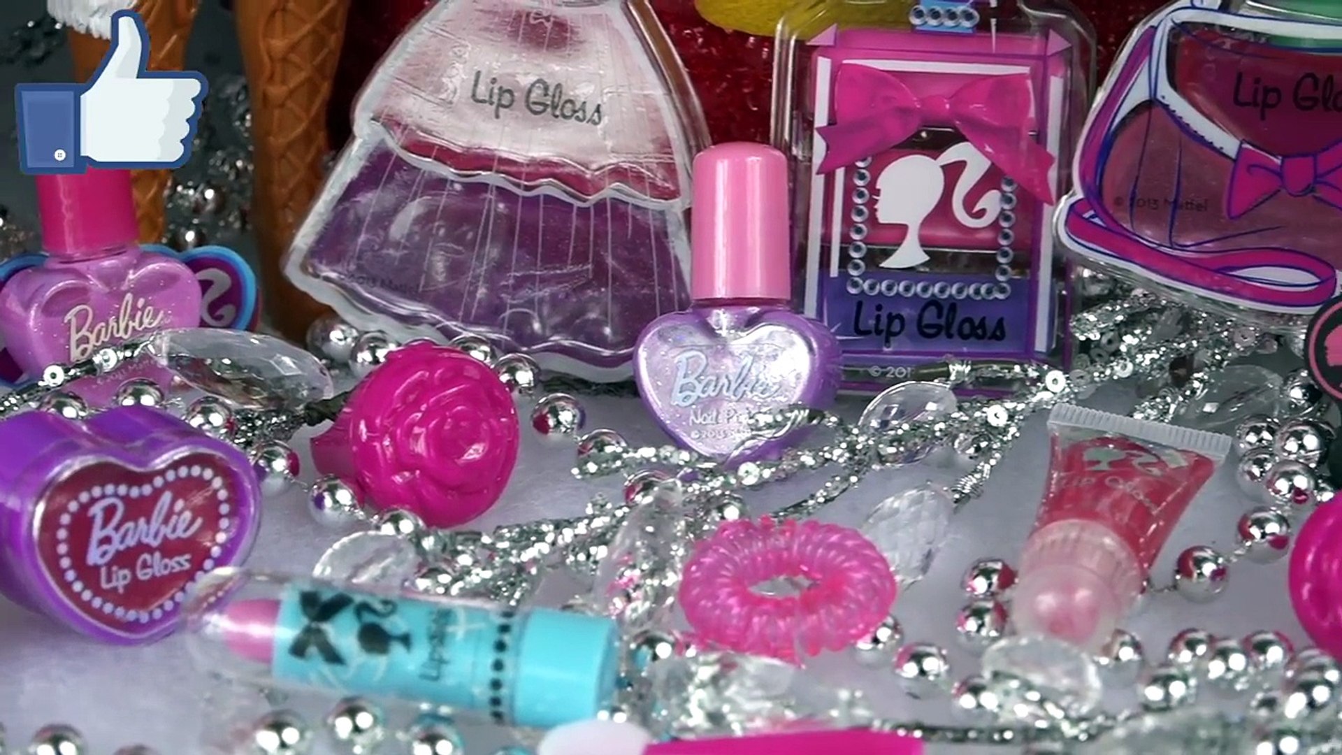 barbie deluxe makeup cosmetic set glitter lip gloss unique boutique