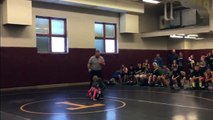 GOT YOUR BACK: A little boy ran out to rescue his sister during her wrestling match!