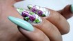 Roses on the wall  - - QUICK roses nail art  - - Mint nails-KCYxeYLQrWs