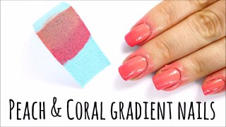 Peach & coral red gradient nail art with Rimmel super gel-pFOsUoOq85Y