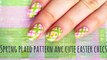 Spring plaid pattern nail art and cute easter chics design freehand tutorial-DrqqgPXFSkY