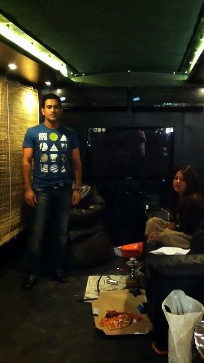 Ms dhoni dances on wish of his wife in a vanity van