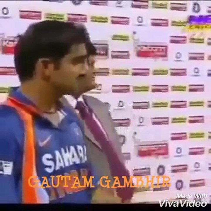 Gautam Gambhir gives off his Man of theMatch to Virat Kohli