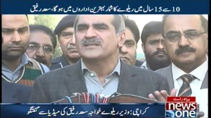 Karachi: Railway Minister Saad Rafique Talks To Media