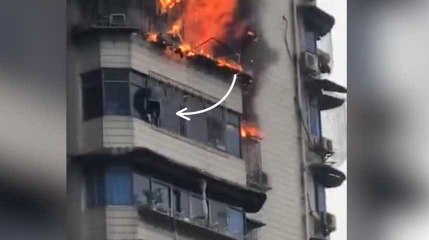 Pour échapper à un incendie, il se suspend au 15e étage d'un immeuble