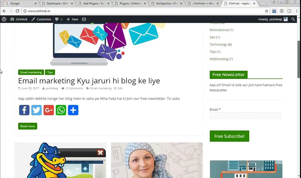 Wordpress ke blog mein Adsense Ki ads Kese Insert kare