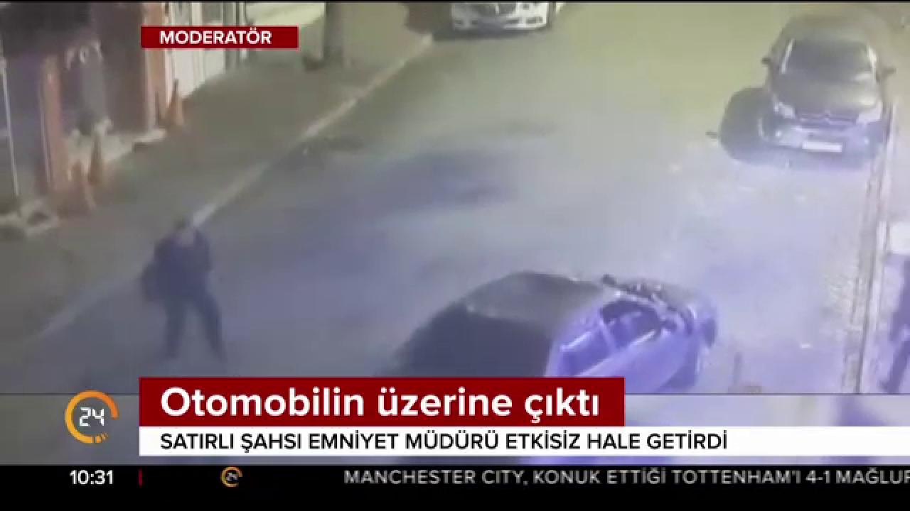 Otomobilin üzerine çıktı