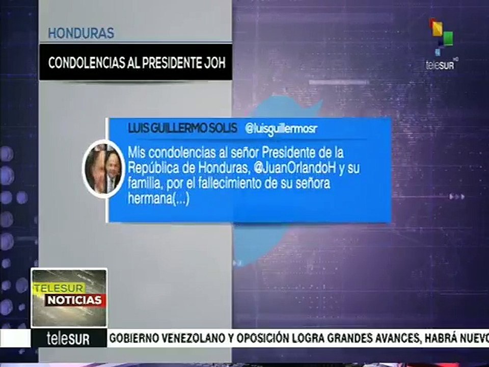 Pdte. de Costa Rica envía condolencias al pdte. hondureño JOH