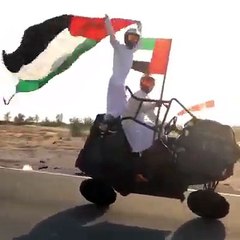 Arab boys show amazing stunts on desert byks
