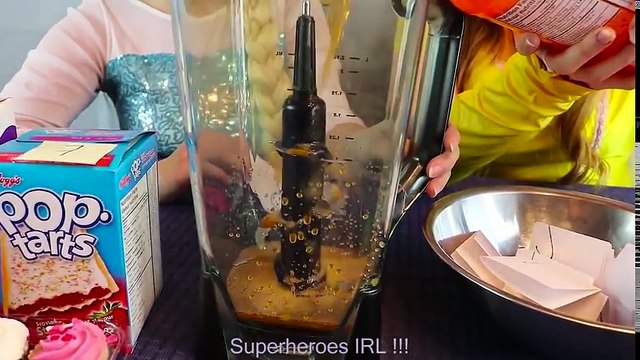 Frozen Elsa THANK YOU! w Spiderman Belle Maleficent Joker Smoothie Challenge Superhero in real | Superheroes | Spiderman | Superman | Frozen Elsa | Joker