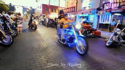 bike night on beale street. motorcycles coming threw
