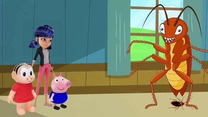 BARATA GIGANTE APARECE E GEORGE PIG MIRACULOUS LADYBUG E MONICA TENTA MATAR-7W64RVFoLvU