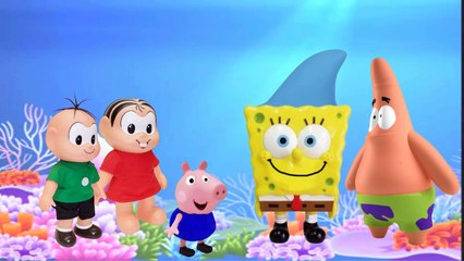 Tubarão come turma da Monica e amigos -  pintinhos zumbi - George Pig jogo do Mario!-jBypWG0UOmY