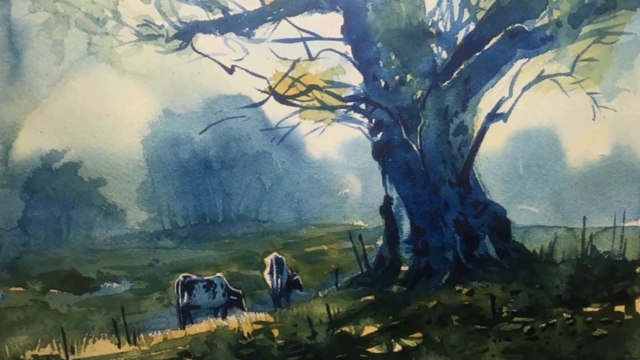 Watercolor PaintingHow to Paint Watercolor Painting in Two Color | Watercolor Lesson for Beginners.