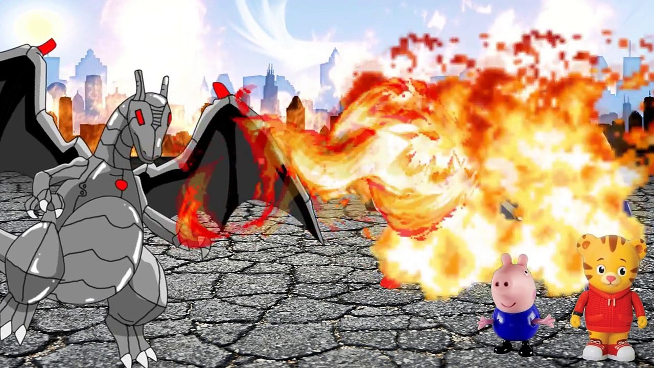 Peppa Pig George Pig Daniel tigre Jett Super wings Robot train Spiderman Vs Charizard robô-qdnDyBozxqw