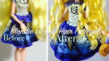 How to Curl Doll Hair Tutorial: Blondie Lockes Restyle - Voluminous Wavy Curls - EVER AFTER HIGH