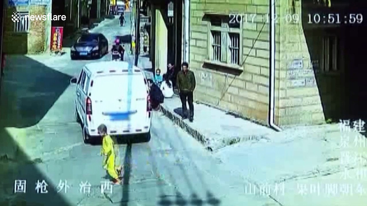 Boy, 3, survives being run over by van